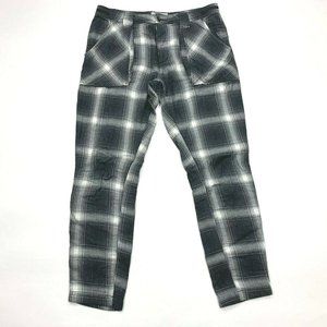 Free People Gray Plaid Ankle Pants Pockets Cotton